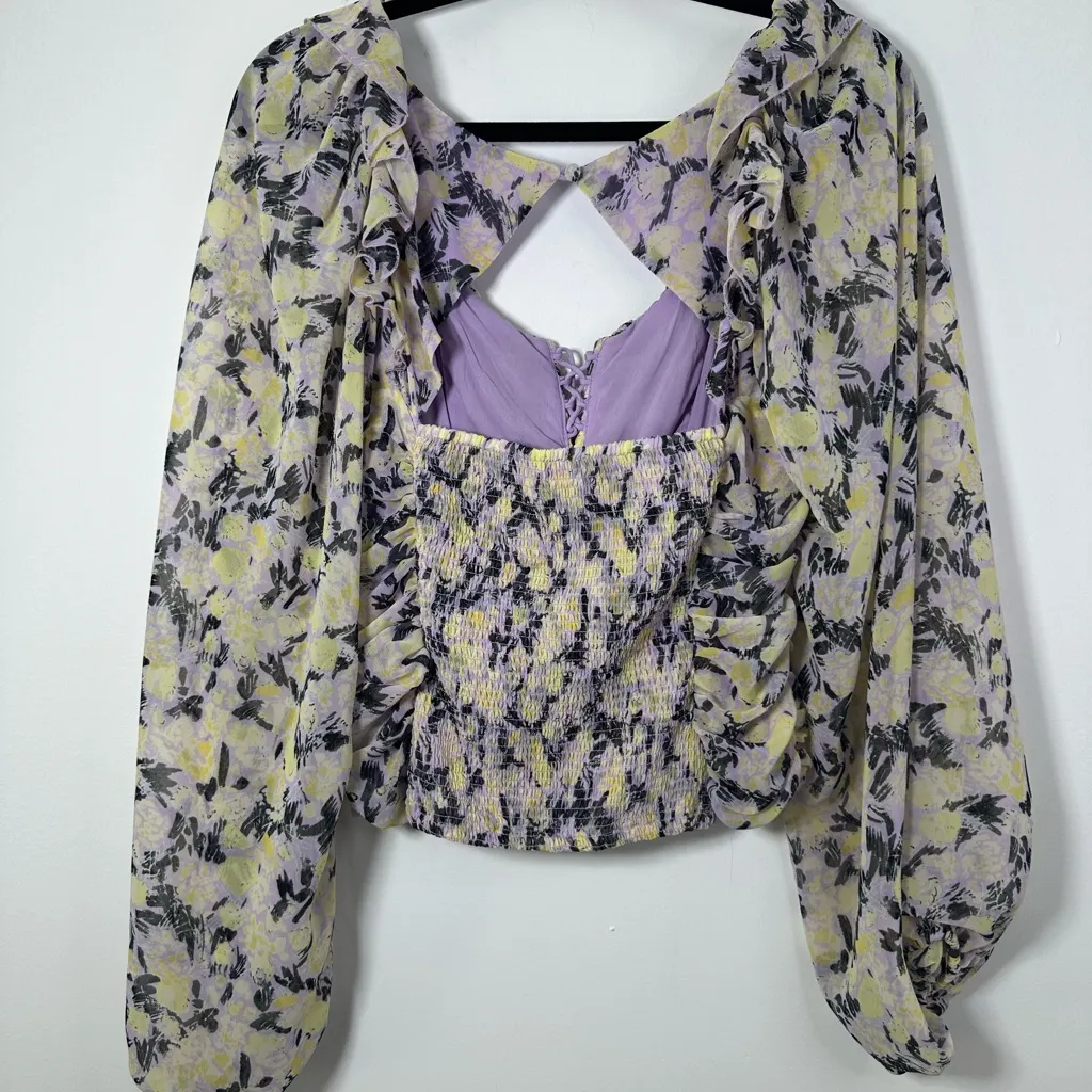 Free People Mabel Floral Printed Blouse Size M - Image 4