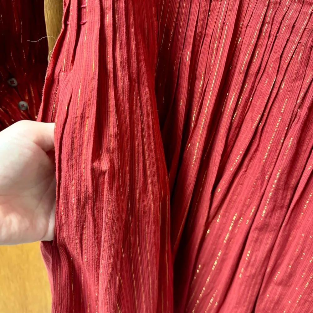 NEW Ulla Johnson Rory Metallic Cotton Long Sleeve Mini Dress Ruby Red 4 NWT - Image 11