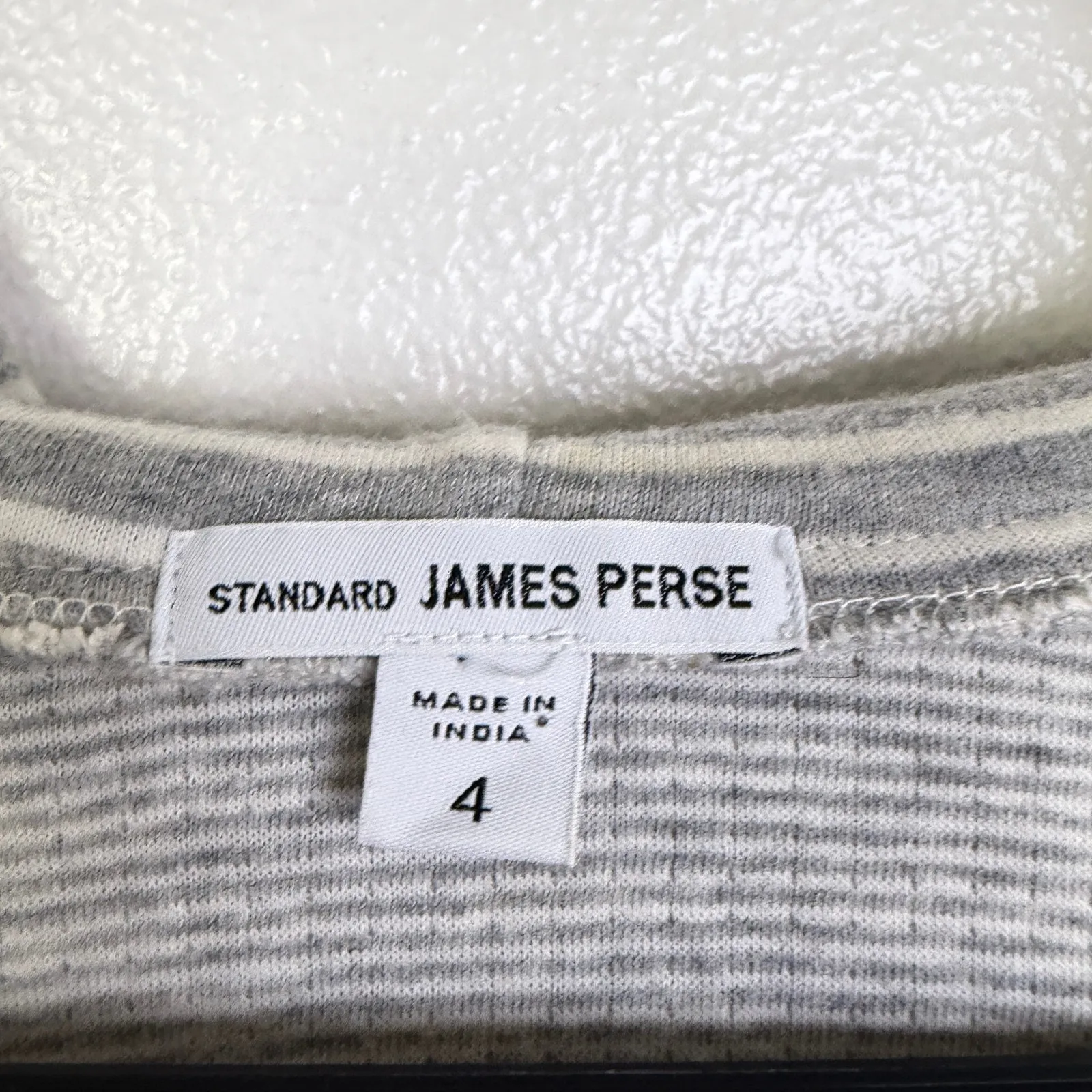 James Perse Standard Pullover Hoodie Size 4 Womens Grey Stripe Sweatshirt Cotton - Image 6