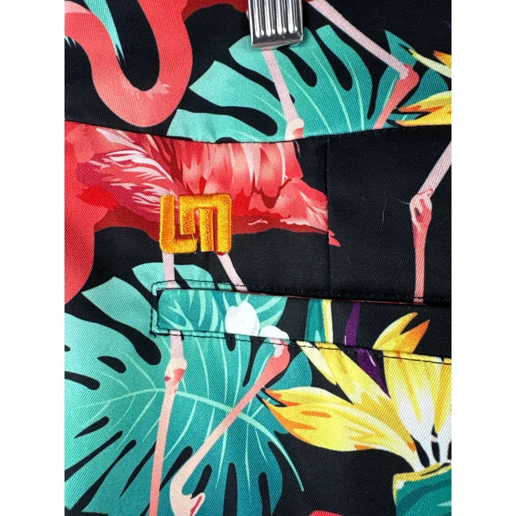 Loudmouth Ladies Flamingo & Floral Print Skirt Size 6 Polyester Made In China Red - Image 4