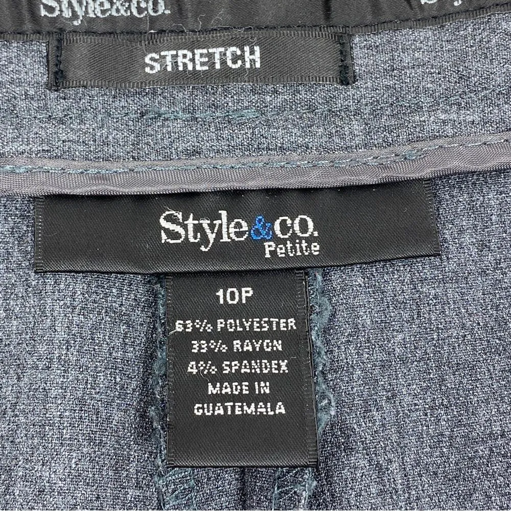 Style &‎ Co. Petite Straight Leg Flat Front Pants Gray 10P Slacks Office Stretch - Image 7