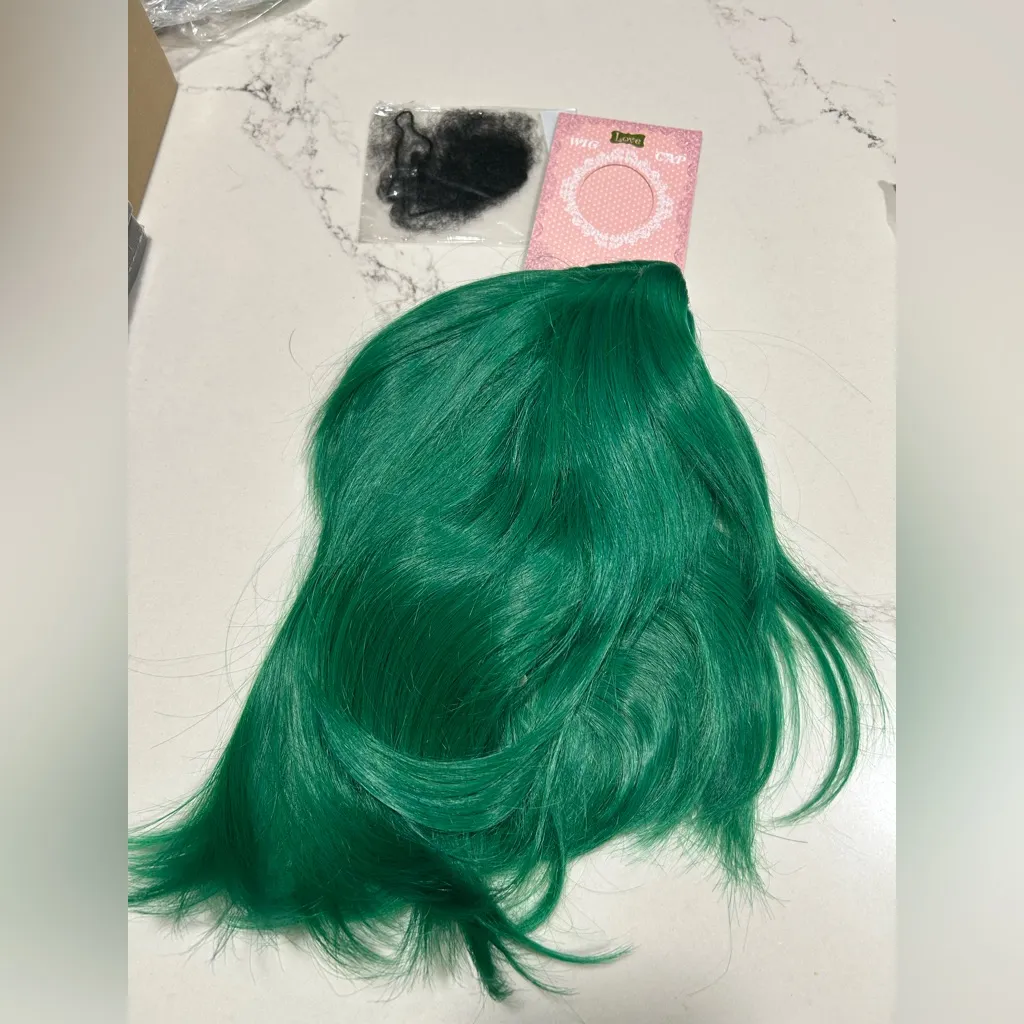 NEW Green Bob Wig Cosplay Costume Halloween Synthetic Hair - Image 5