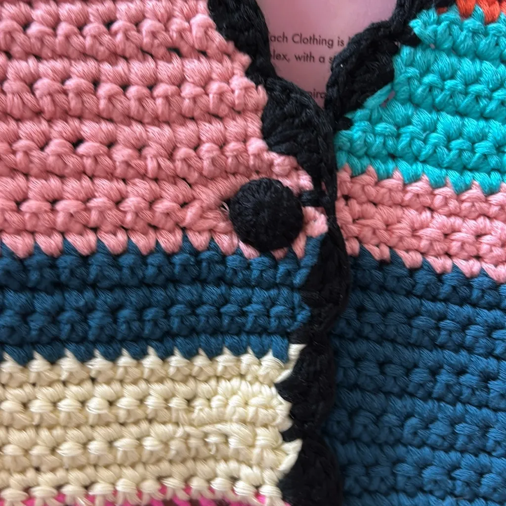 TACH Tini Multicolor Crochet Cardigan NWT Size Small Pink - Image 5