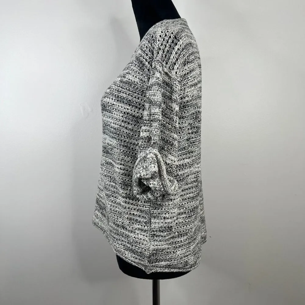 Michael Stars Crochet Knit Short Sleeve High Low Marled Gray Sweater Size XS/S - Image 6