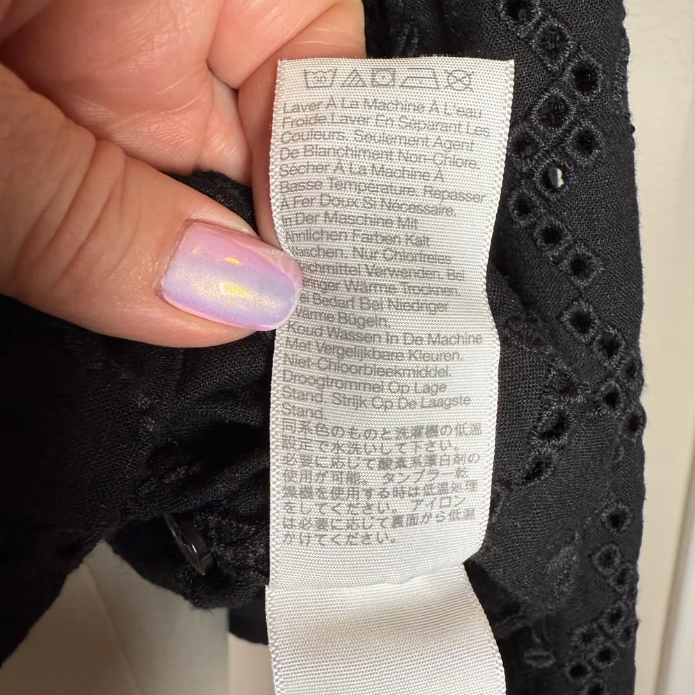 Madewell Long Sleeve Popover Top Black Eyelet Women's Size Medium New With Tags - Image 9