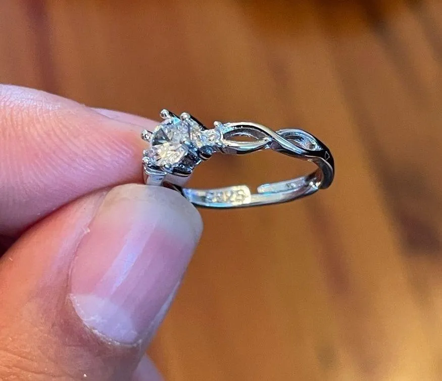 S925 Adjustable Zircon silver ring - Image 9