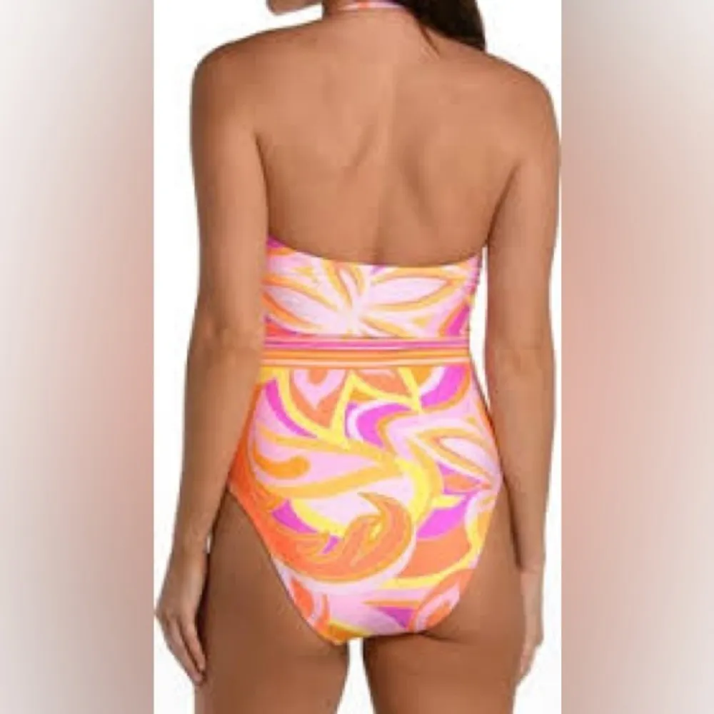 Sunshine 79 one piece swimsuit plunge mio multi retro swirl sunshine79 sz 6 Orange - Image 3