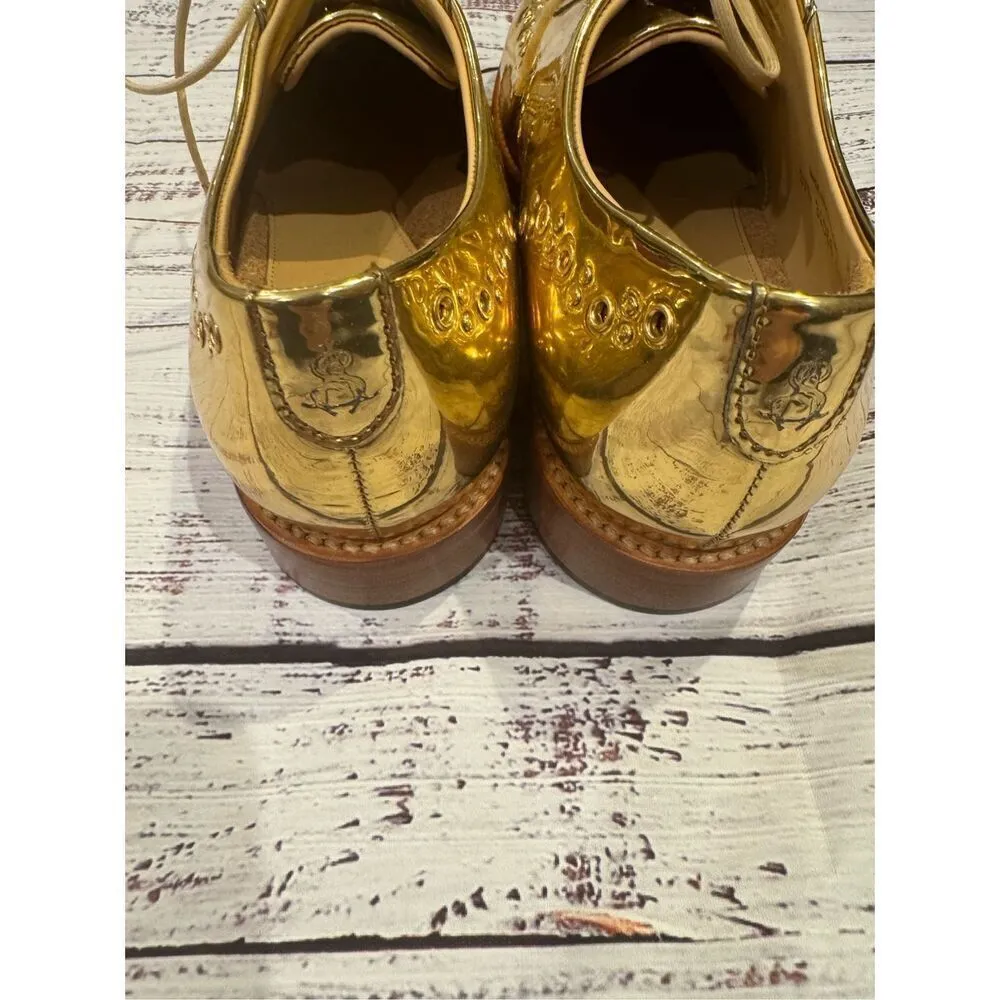 The Office of Angela Scott Mr Leopold gold patent leather Oxford 37.5/7.5 new wi - Image 5