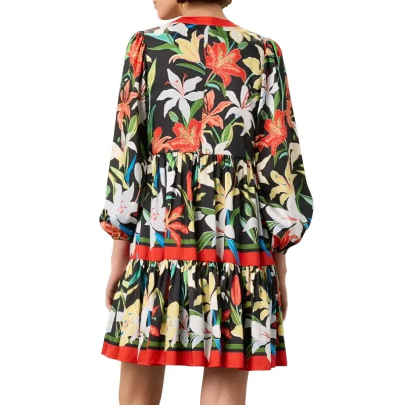 Kate Spade New York Summer Lilies Twill Dress in Multi, Size L Black Size L - Image 3