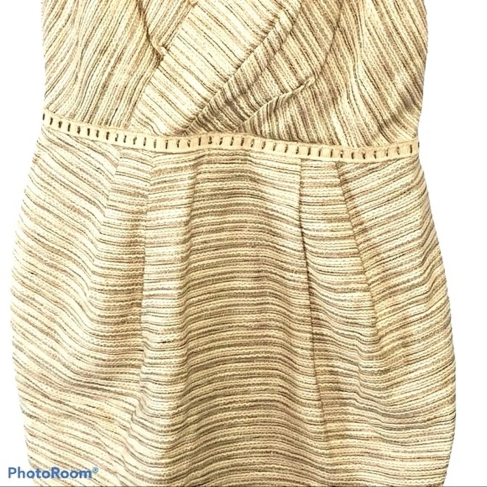 Axara Paris Metallic Linen Blend Faux Wrap Cocktail Mini Dress Size 8 - Image 7