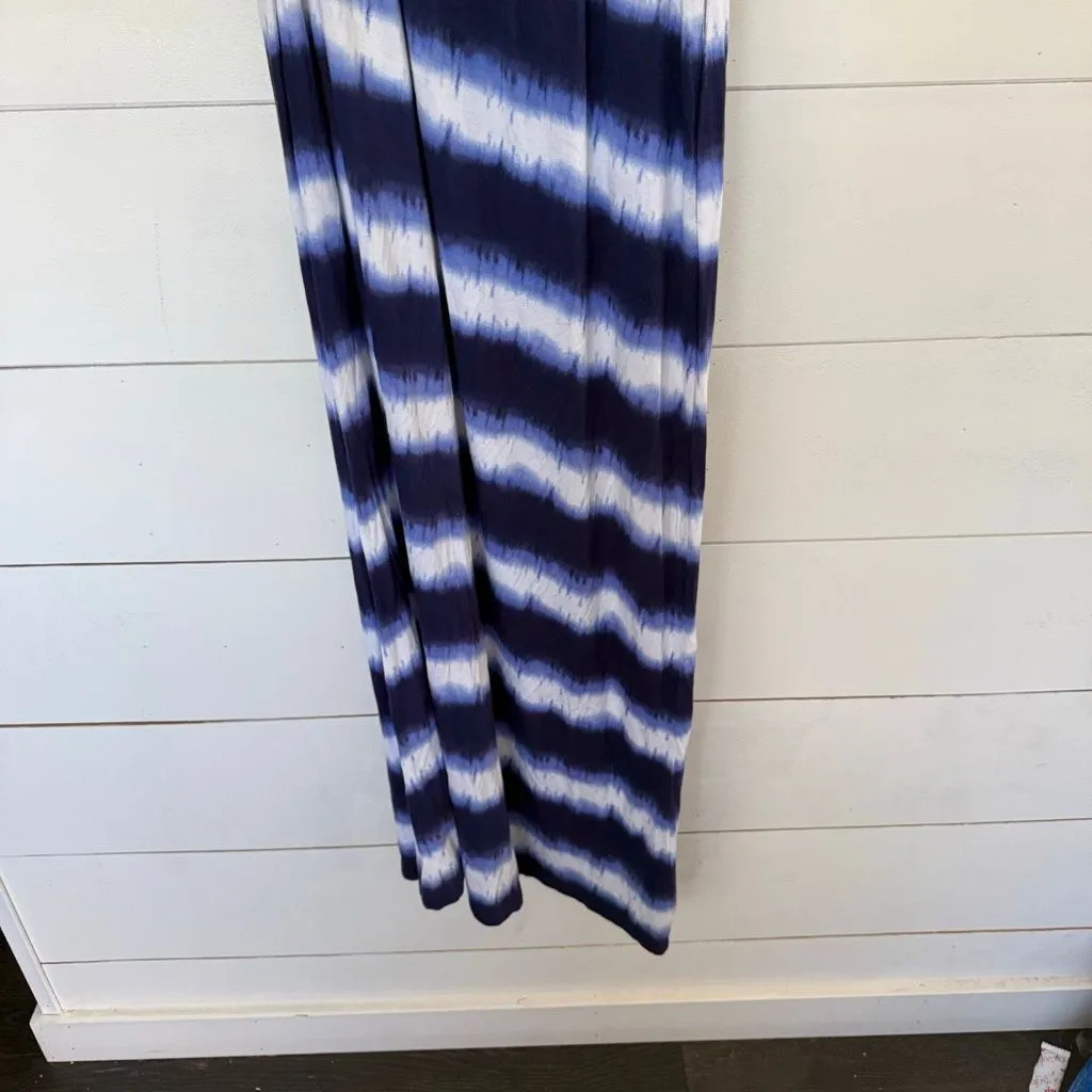 Soma Women’s Large One Shoulder Maxi Dress Dyed Stripe Navy New Soft - Image 5