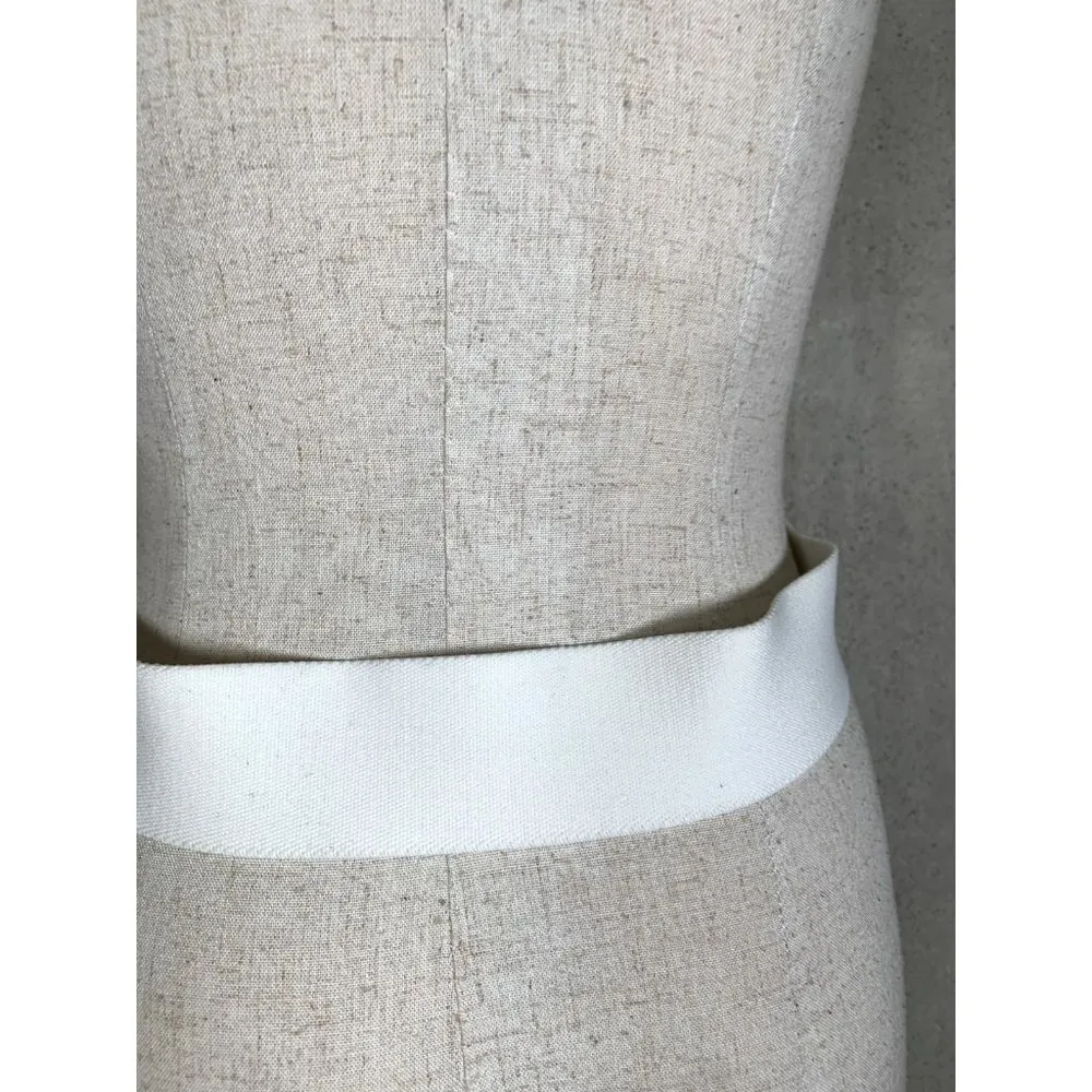 Vintage Statement Belt Womens Gold Accent White Elastic Waist 90s Retro Wide - Image 8