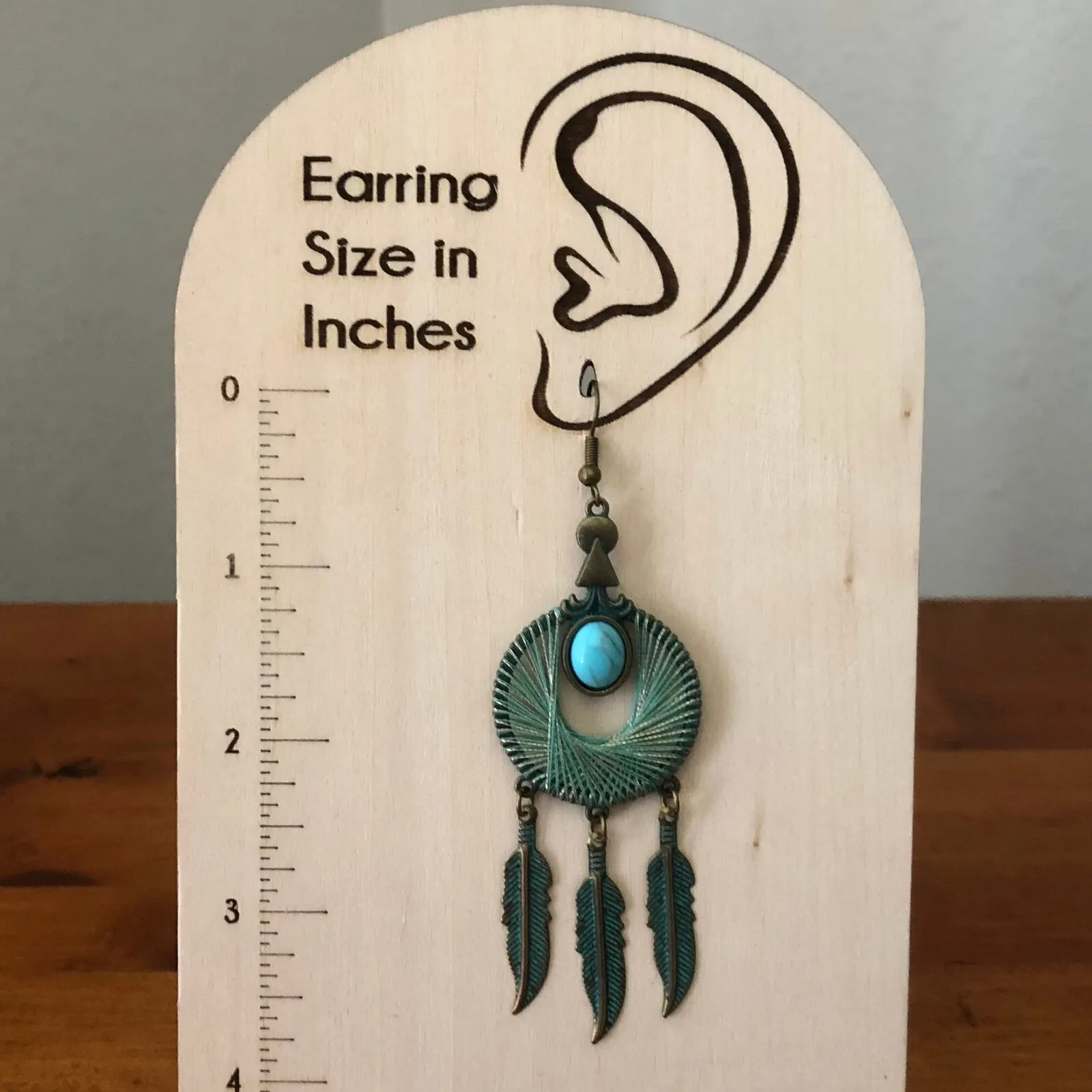 Set of 6 Boho Vintage Style Dangle Earrings Set Feathers Tassels Turquoise NWOT Blue - Image 11
