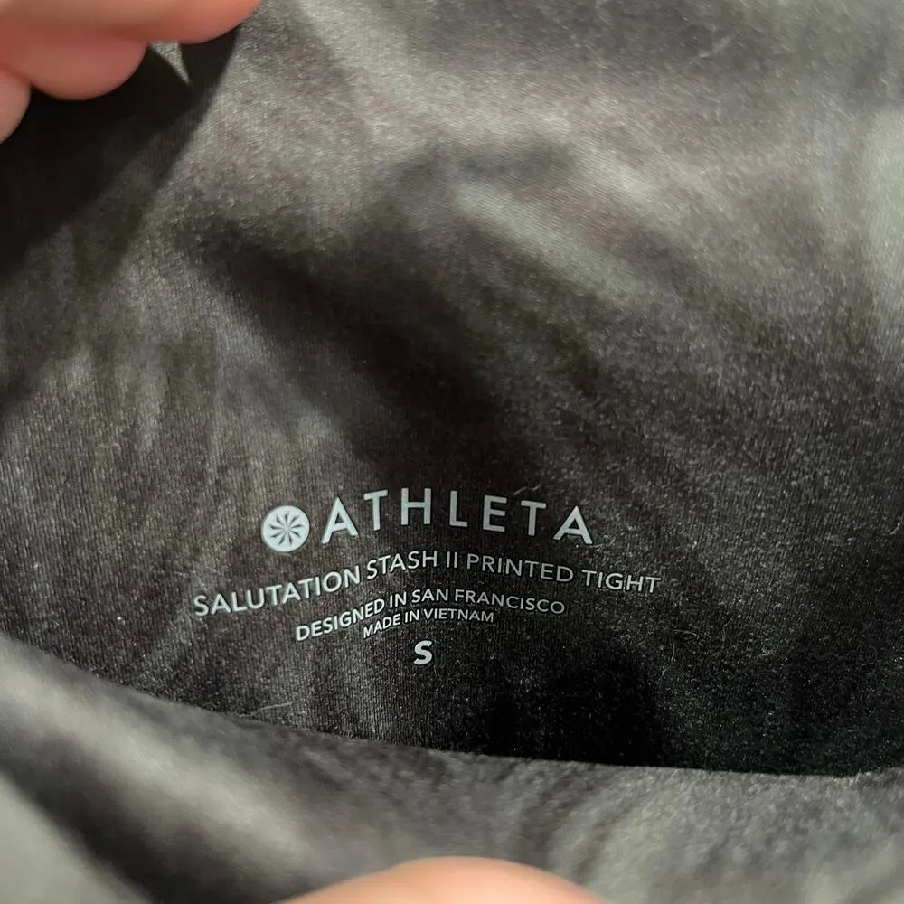 ATHLETA Salutation Stash II Printed Tight Powervita In Ava Black Sz Small - Image 4