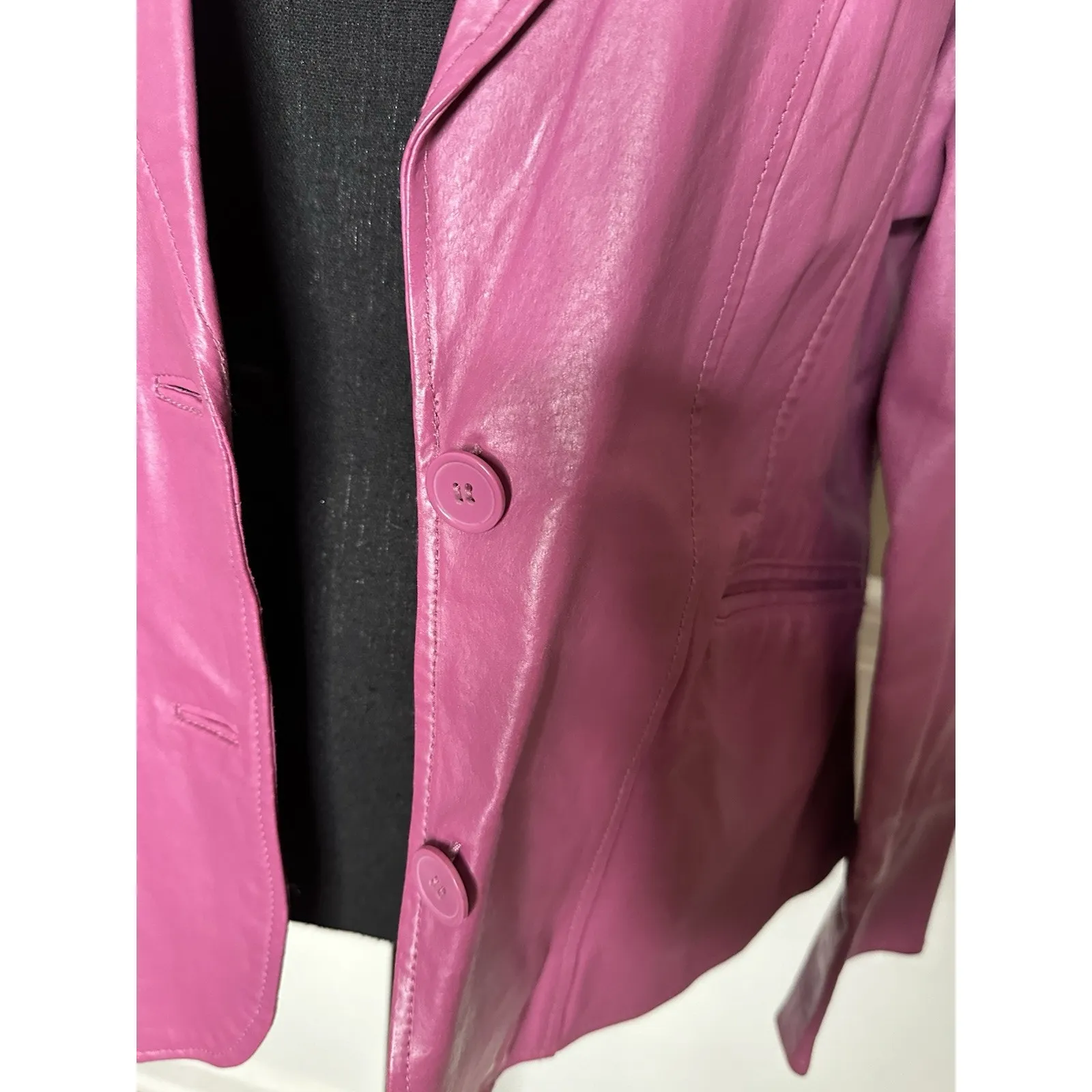 Díalogue Women’s Pink Leather Jacket Size Large - Image 7