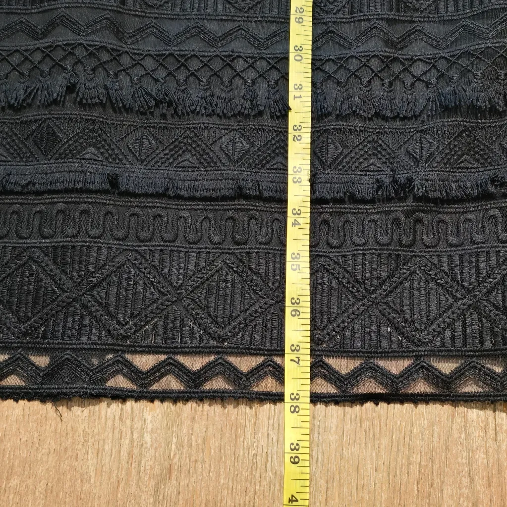 J. McLaughlin Embroidered Tassel Fringe Overlay Shift Dress Black Size 0 EUC - Image 8