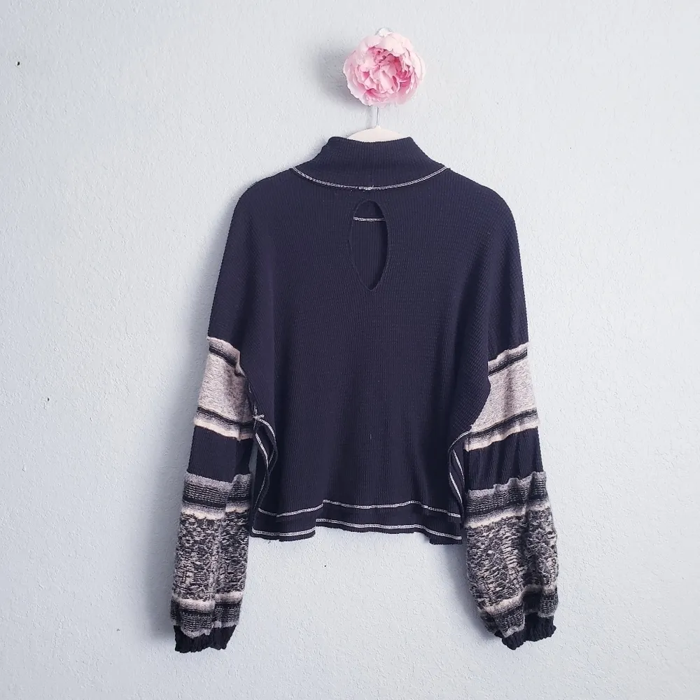 Free People Black Northern Lights Wool Blend Balloon Sleeve Pullover - Image 7