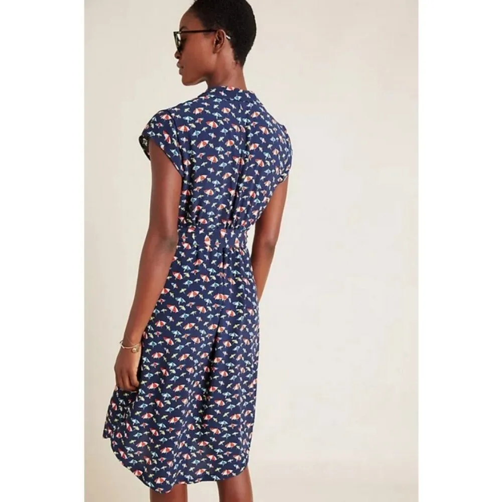 💕ANTHROPOLOGIE MAEVE💕 Catherine Shirtdress ~ Beach Umbrella Print 14 NWT - Image 4