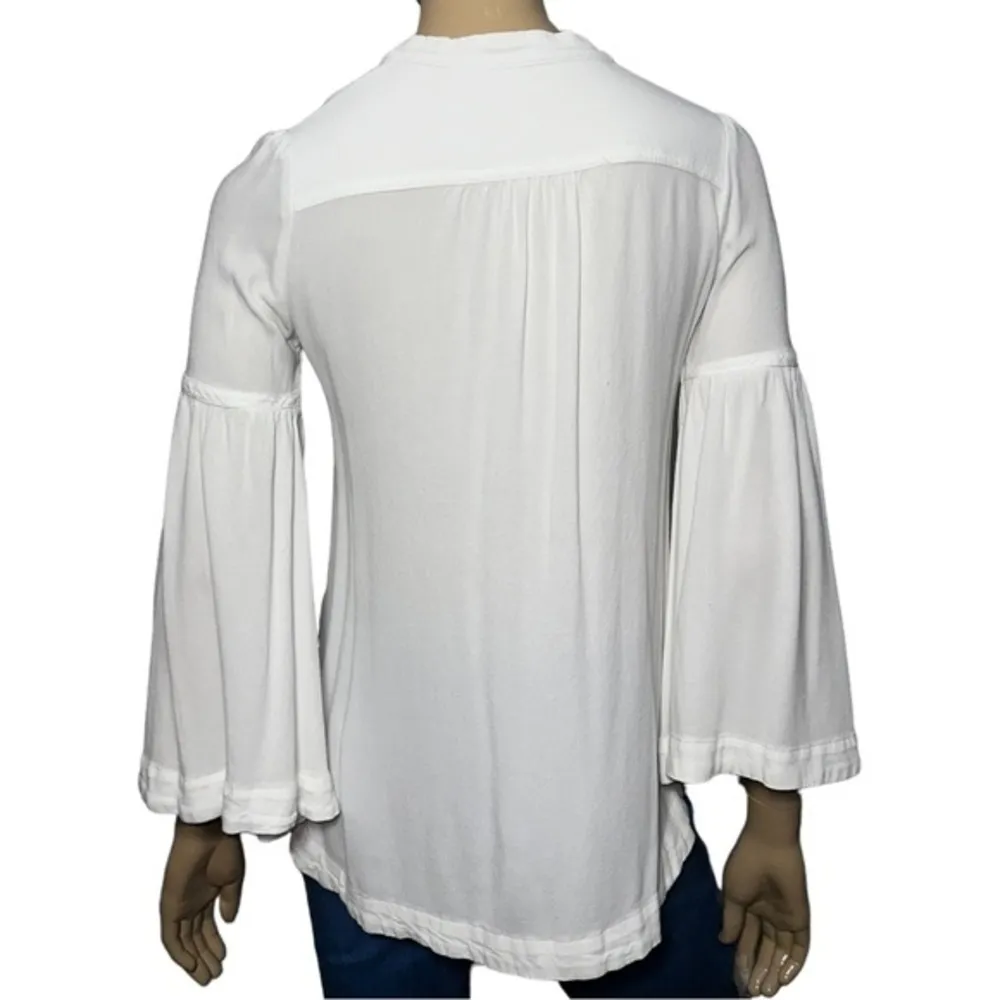 Free People Women’s Size S Ivory Cream Easy Girl Henley Long Sleeve Top Shirt - Image 4