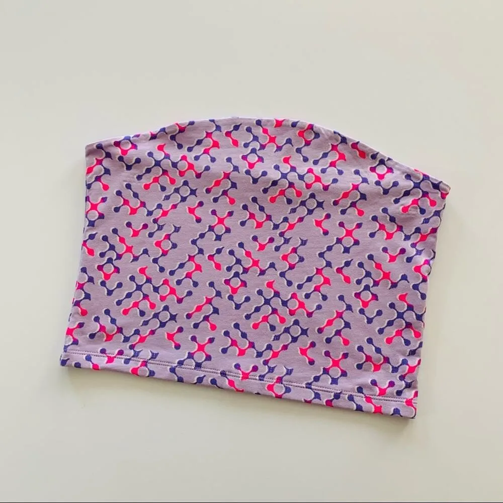 BP Purple and Pink Geometric Shapes Y2K Crop Tube Top Medium - Image 7