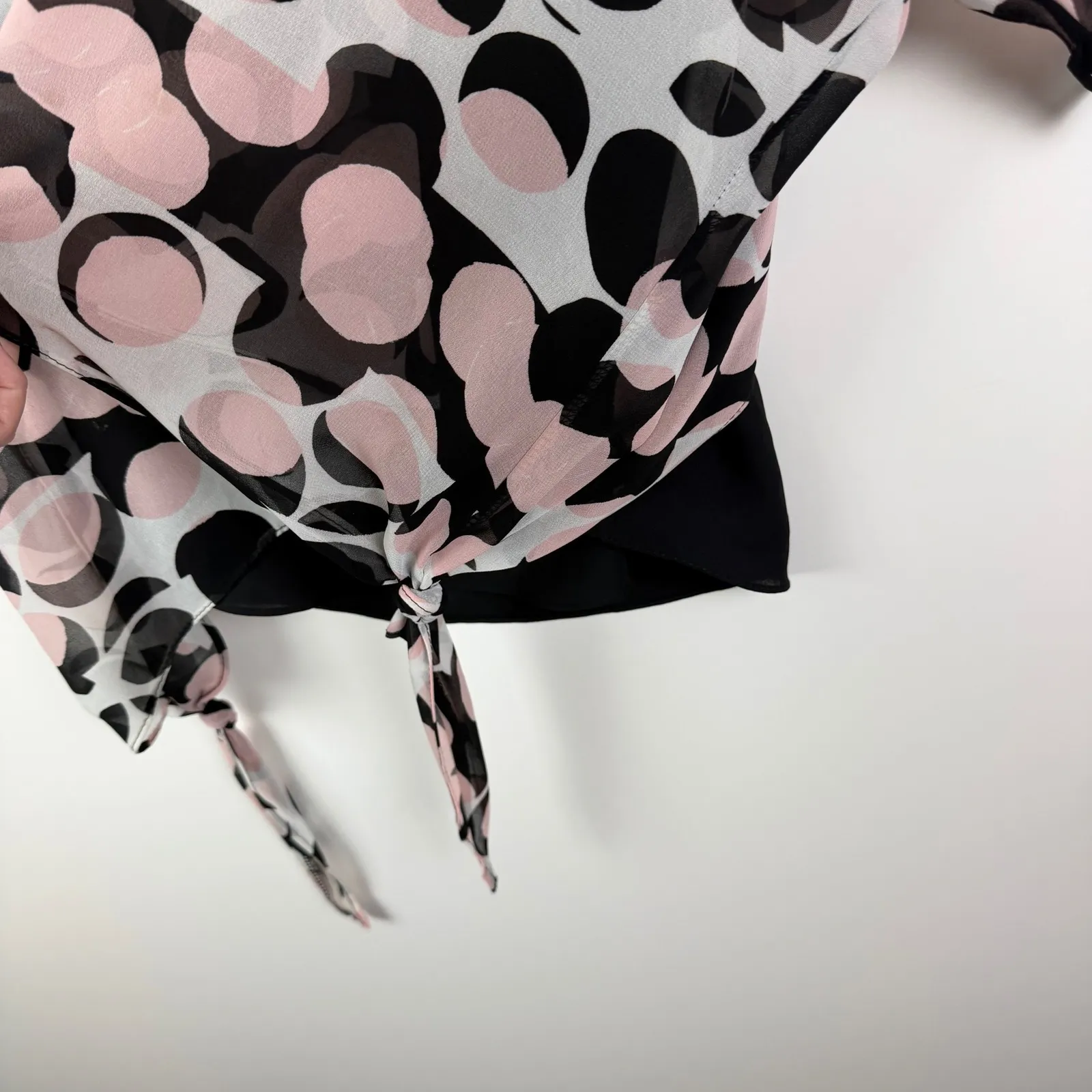 Joseph Ribkoff Polka Dot Sheer Overlay Blouse Size 4 Retro Lightweight Lined - Image 3