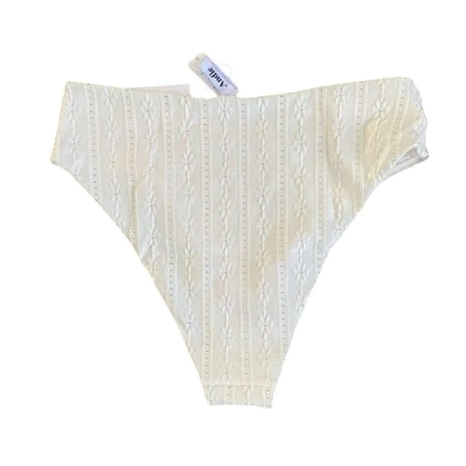 NWT Andie Swim The 90s High Waisted Eyelet Embroidered Bikini Bottom S Coconut - Image 13