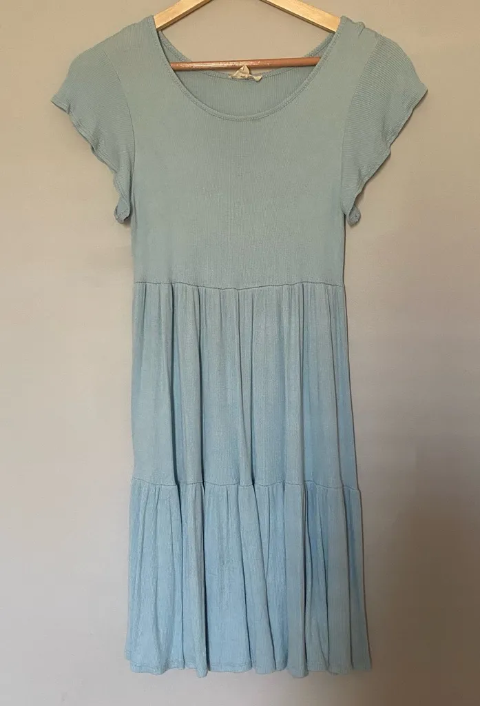 See You Monday Light Blue Butterfly Sleeve Dress Size Small
