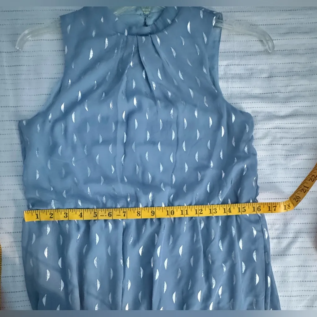 DONNA RICCO New Y Blue Metallic Moon Print Sleeveless Midi Dress Women’s Size 4 - Image 8