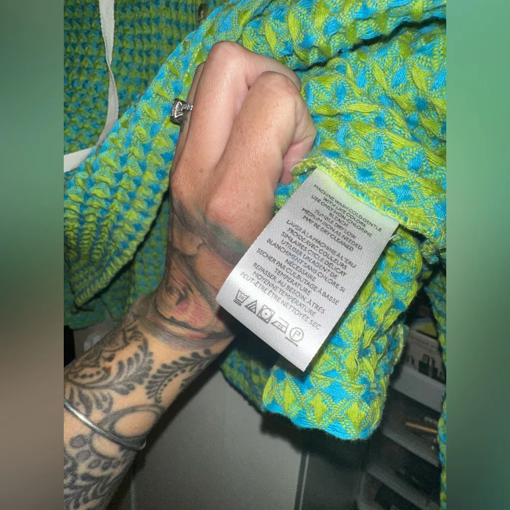 NWT BDG Urban Outfitters Baja Stanley Waffle Hooded Top In Green Multi - Image 9