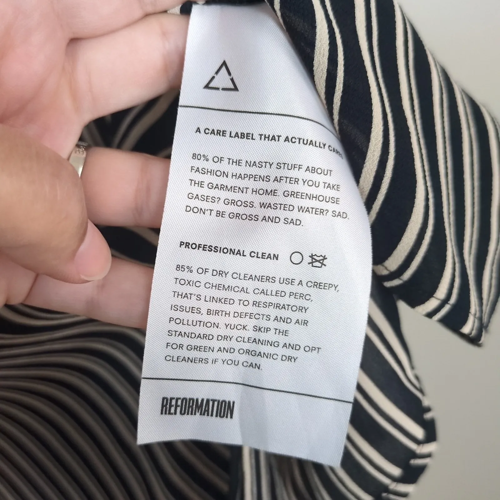 REFORMATION Black Striped Violet Blouse Sheer Viscose Button Front Womens Medium - Image 5