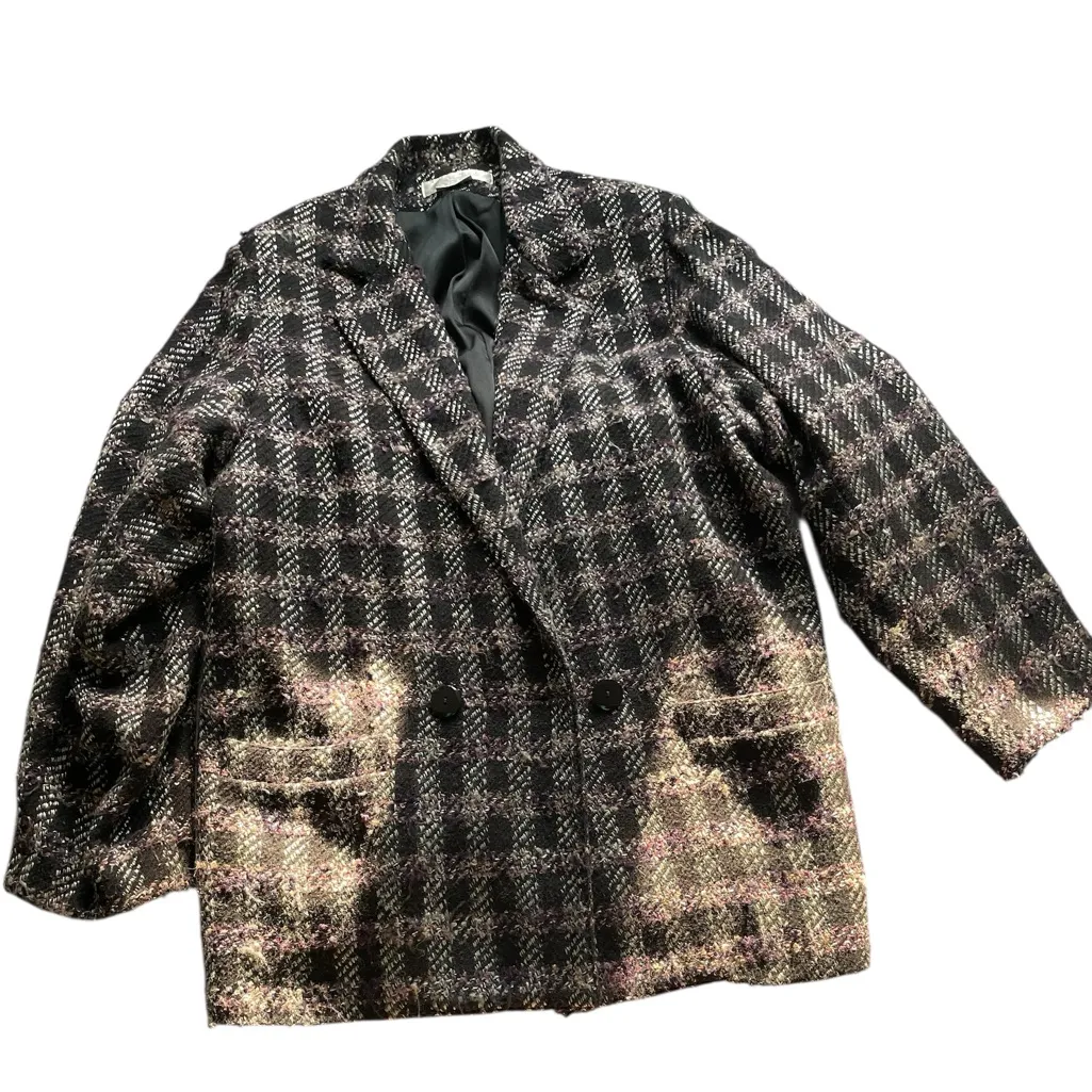 Vintage 80s 90s boucle’ windowpane pattern Gloria Vanderbilt blazer black purple - Image 1
