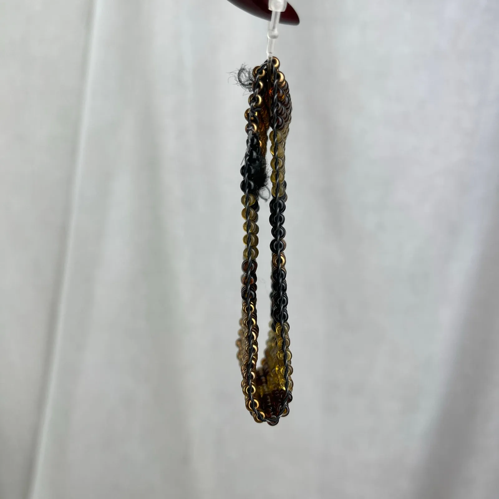 Southwestern Beaded Stretchy Cuff Bracelet Black Copper Gold Brown Seed Beads - Image 12