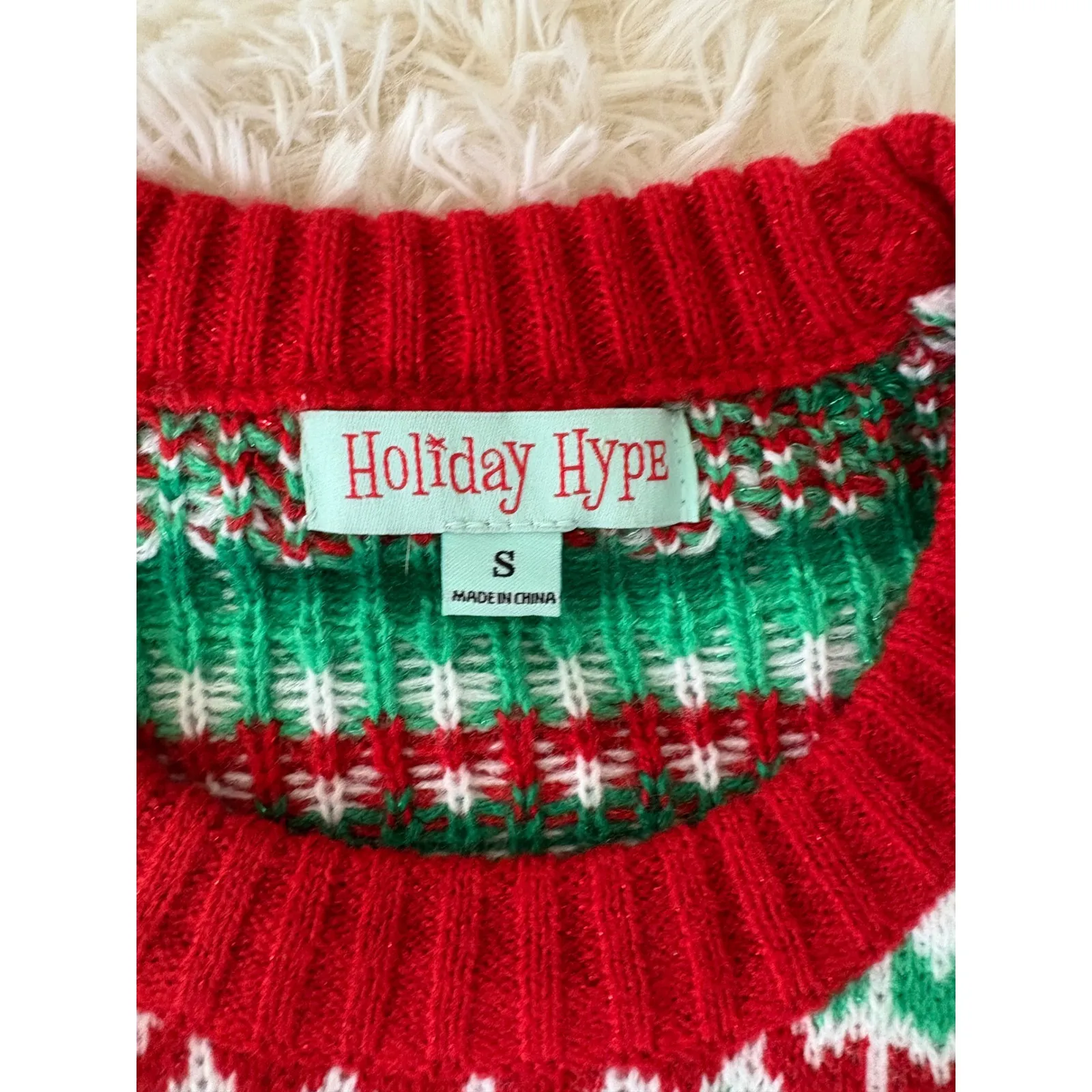 Holiday Hype Ugly Christmas Sweater Santa Claus‎ Muscle Small S Red - Image 3