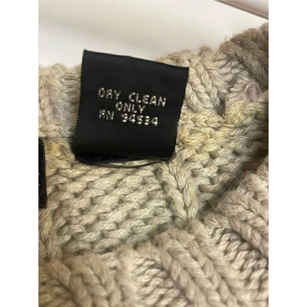 Harold’s Cable Knit Oat Colored Linen/Cotton Blend Crewneck Unisex Pullover Swea Size L - Image 16