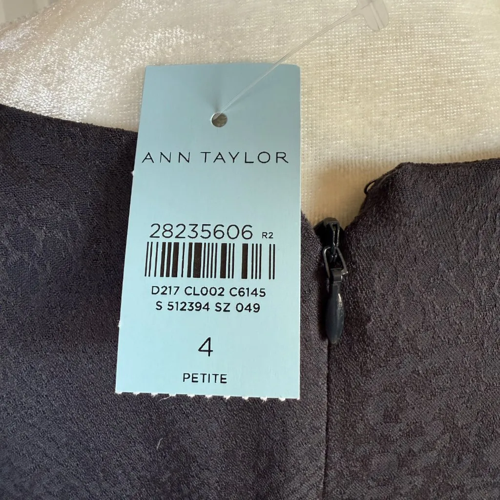 Ann Taylor black petite 4P shift dress with back zip closure ruffled sleeves NWT - Image 11