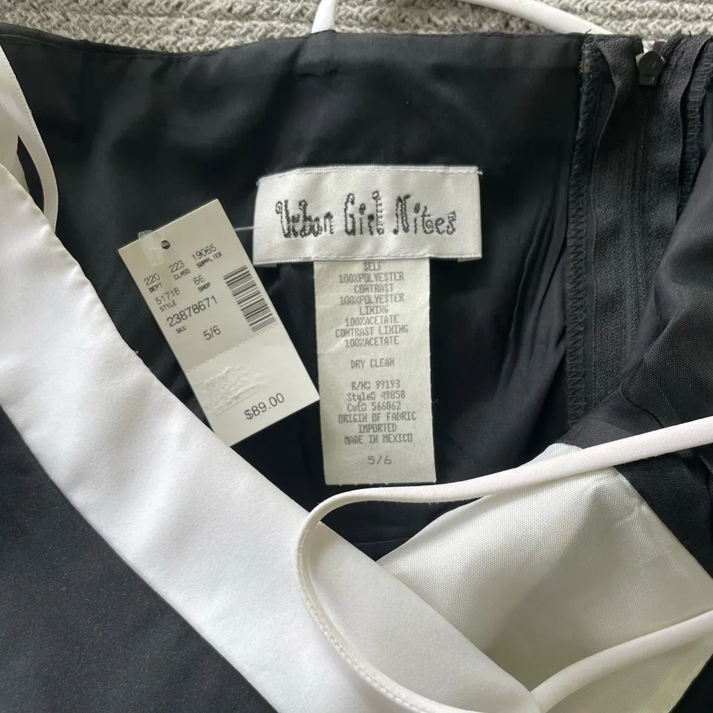 Vintage 90’s Formal Dress Black and White Stripe Floor Length Gown Size 5/6 NWT - Image 8