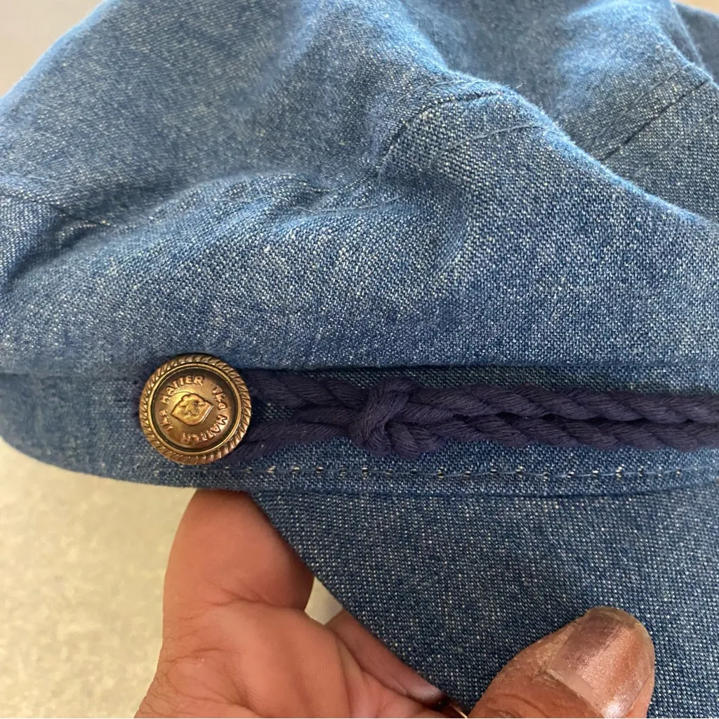 The Hatter Co. Chambray Quiet Luxury Coastal Fisherman Nautical Boating Cap Blue - Image 3
