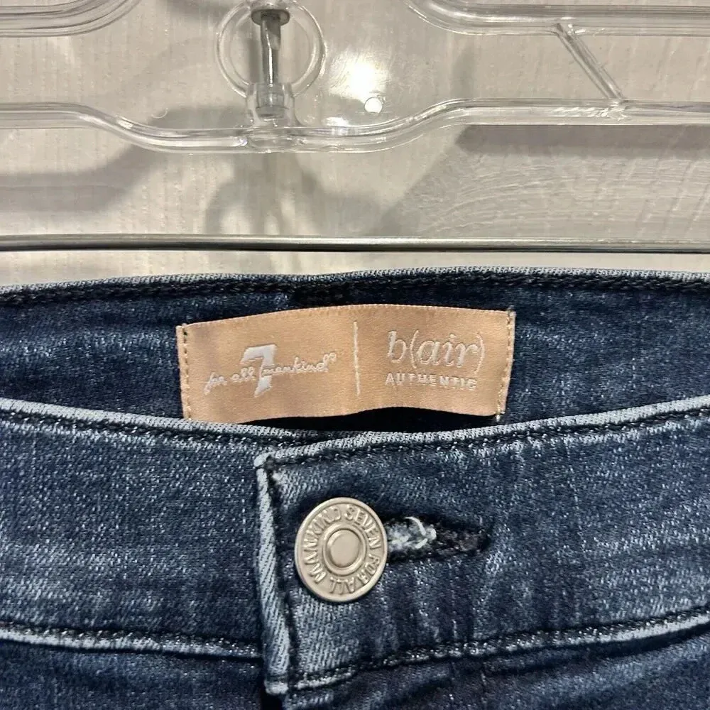 7 For All Mankind b(air) Ripped Knee Kick Flare Destroy Jeans Sz 32‎ - Image 4