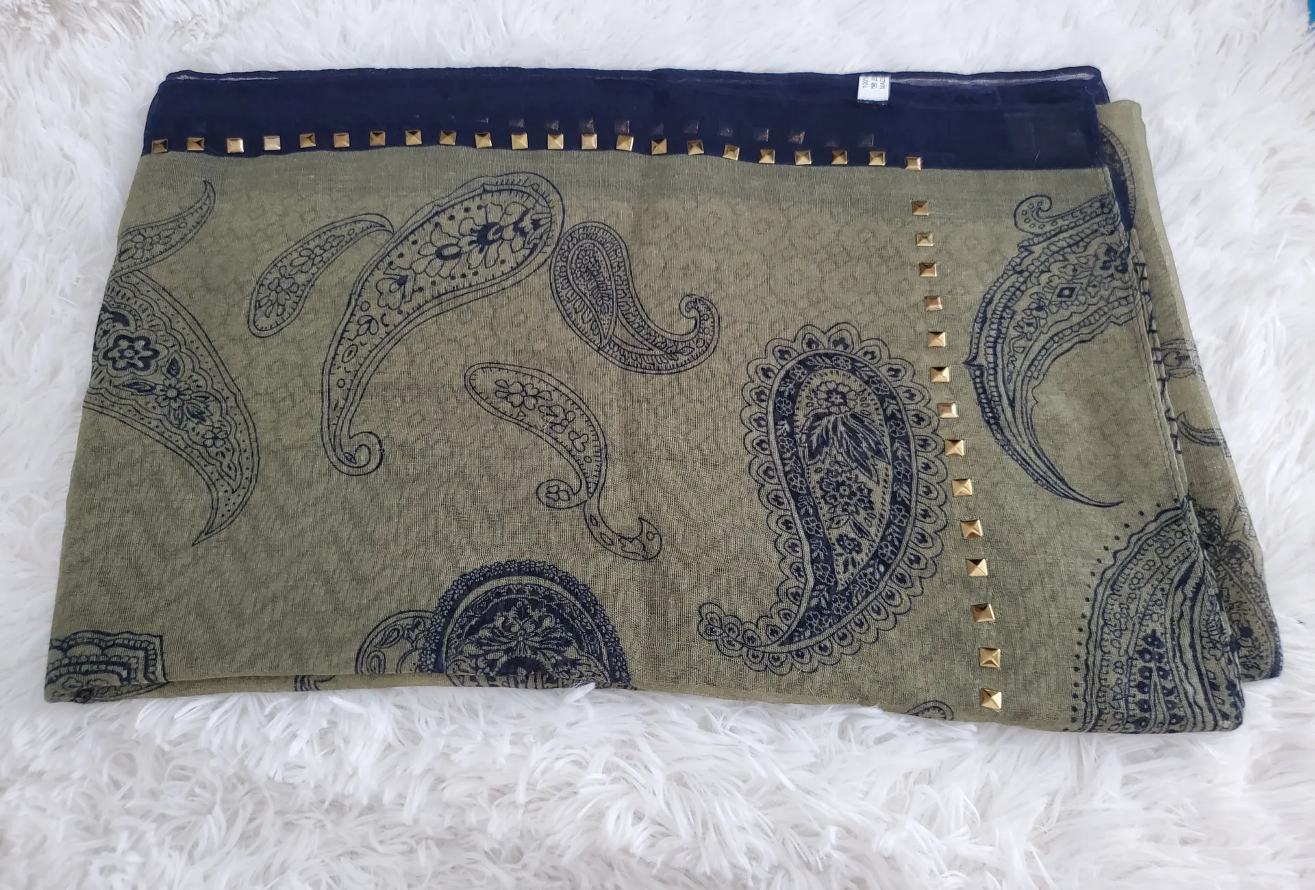 Women's Green, Navy, and Gold Sequence Fashion Scarf Multiple Size One Size - Image 2