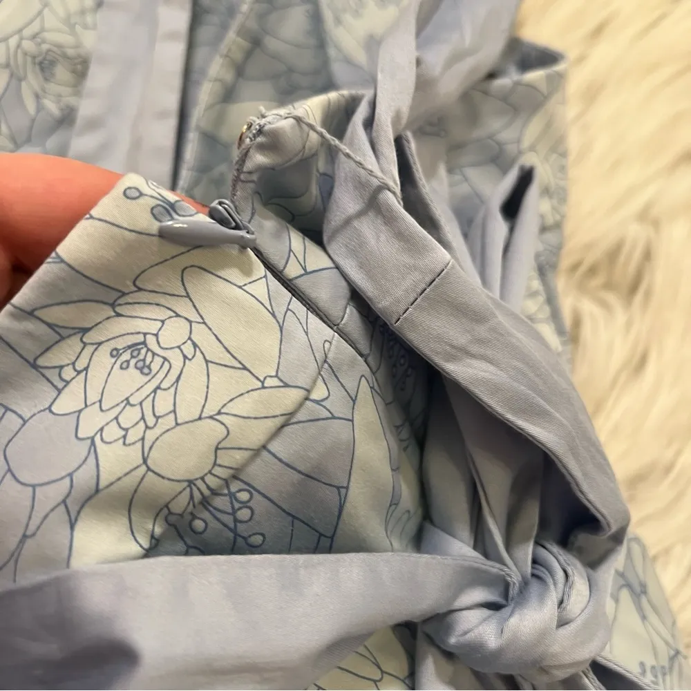 Apostrophe Sateen A-Line Skirt Blue Fog Floral - Image 6