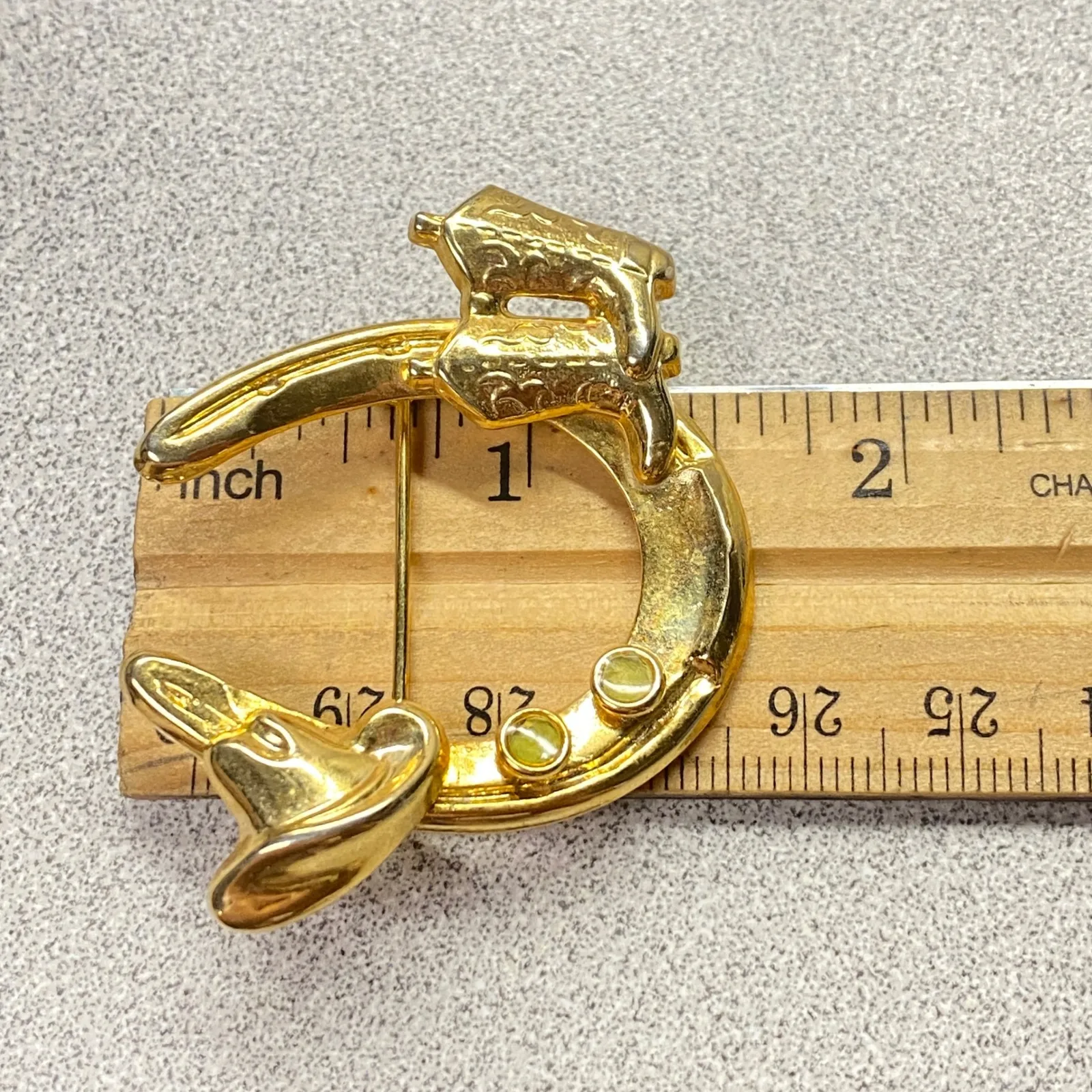 Vintage Style Gold Tone Horseshoe Cowboy Boots Western Hat Charm Brooch Pin - Image 4