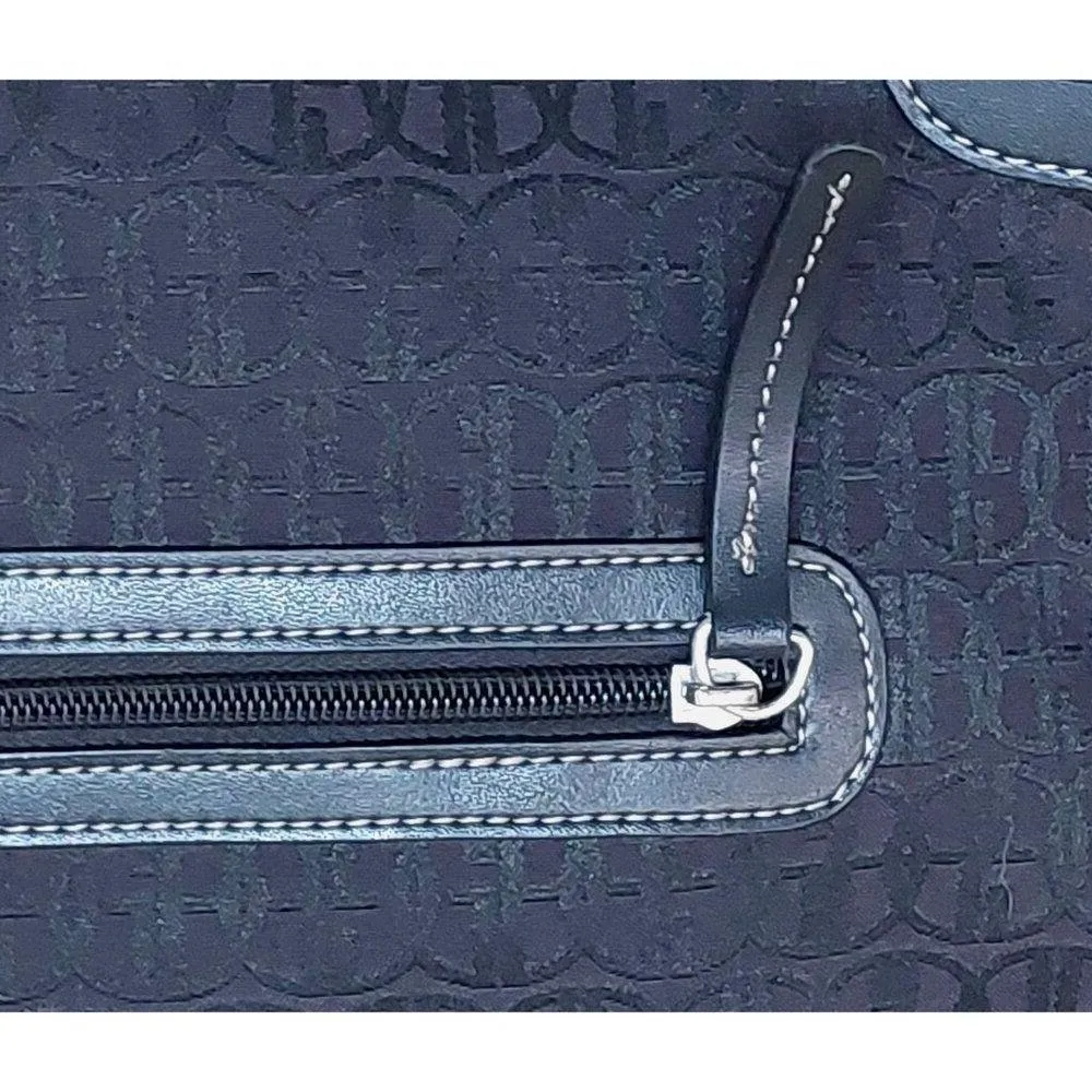 Gianni Bini Black Baguette Signature Print Leather Accent Shoulder Bag Purse - Image 3