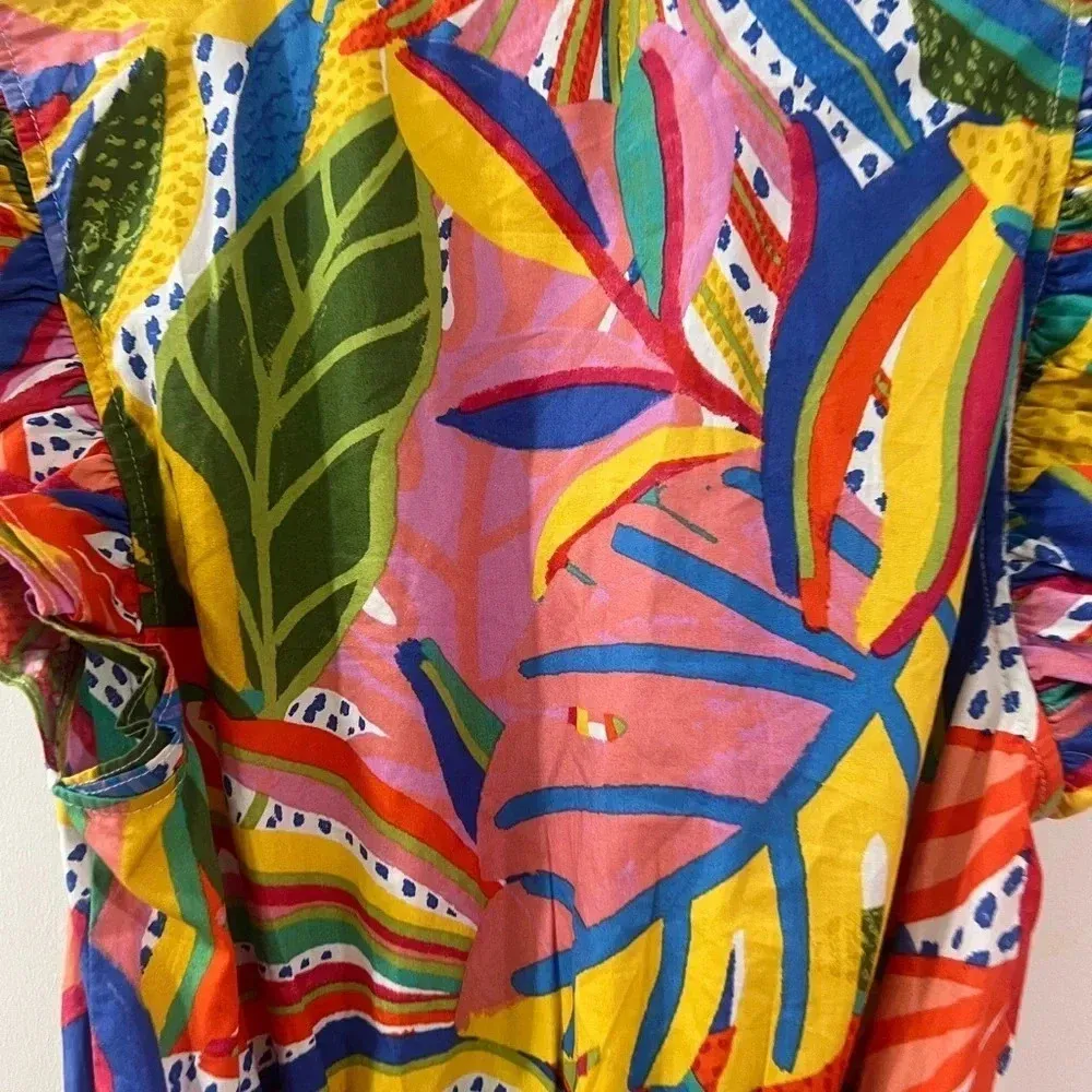 Sugarlips New Guinea Marisol Tiered Mini Dress ruffles tropical tie front print - Image 6