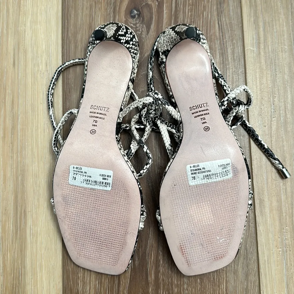 Schutz Animal Leather Heeled Sandals Lover Mid Pin Heel Size 7 snake print - Image 6