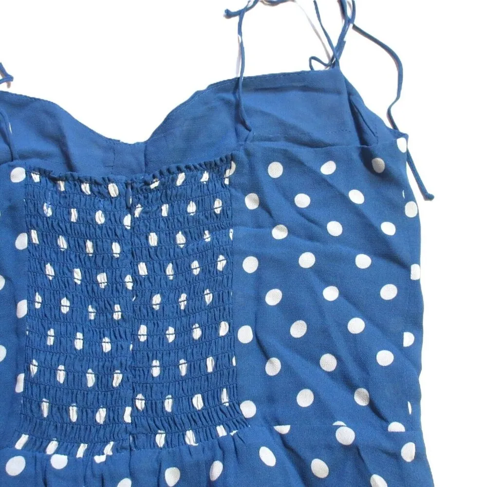 NWT Reformation Juliette Midi in Lazuli Blue Polka Dot Tie Straps Dress 8 - Image 5