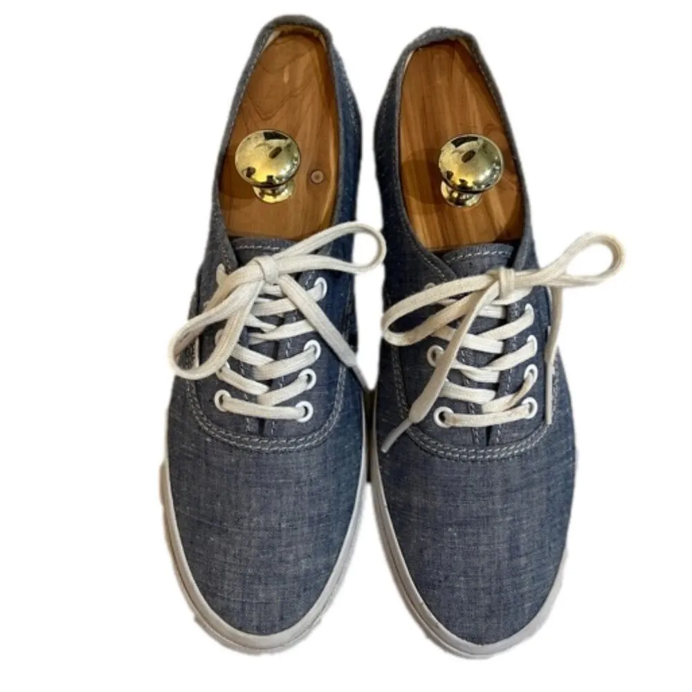 Vans Unisex Chambray Denim  Blue Lace Up Lowpro Sneakers Size 8.5 Men/10 Women - Image 3