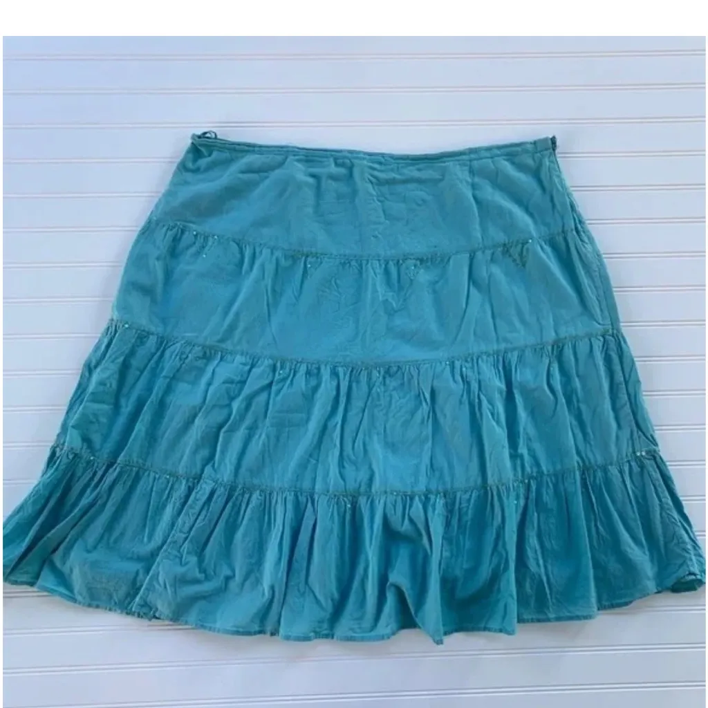 Eyeshadow Blue Tiered Midi Skirt Casual - Image 8