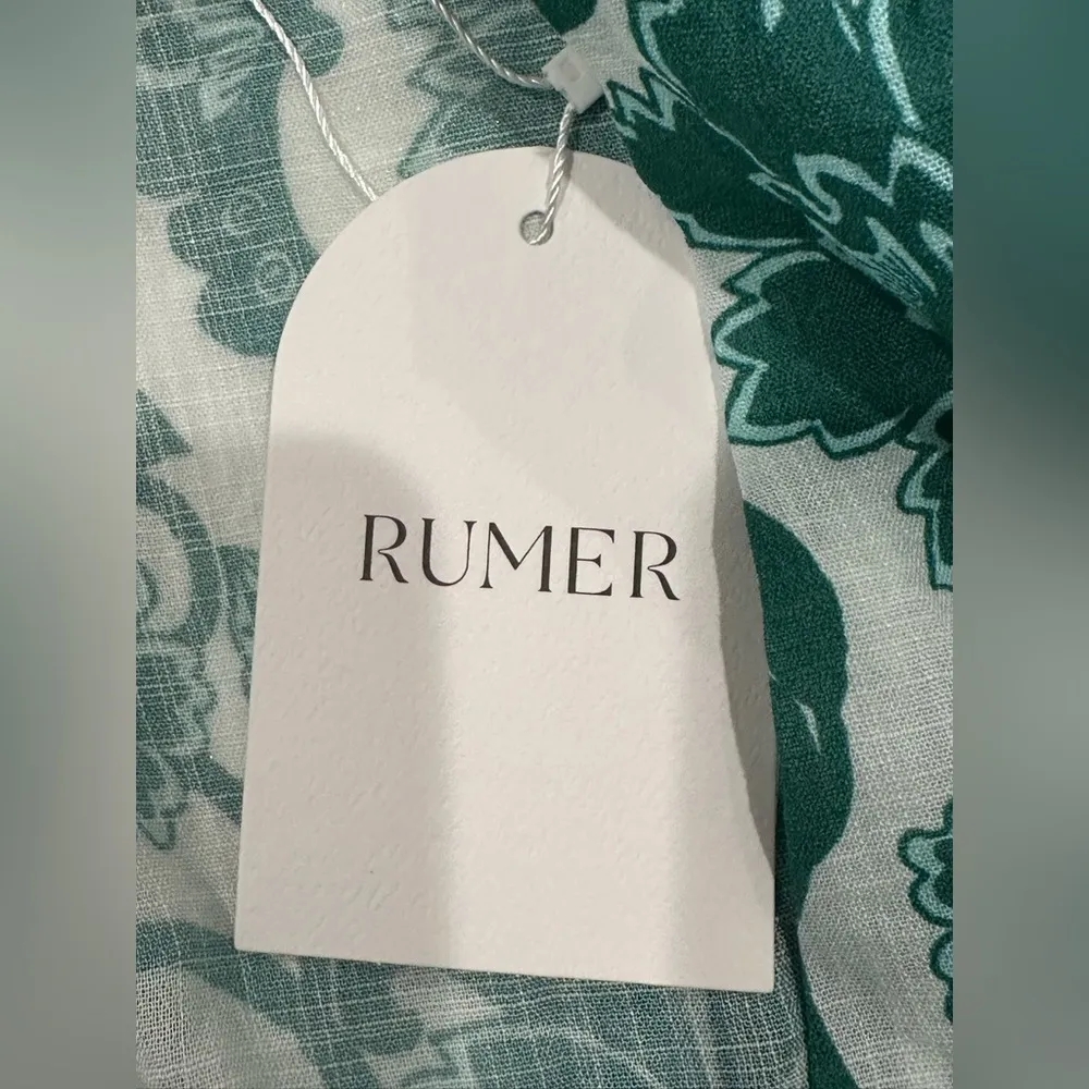 Rumer The Label Bodhi Shirt Dress Mini Green Floral Long Sleeve XS Garden Party - Image 13