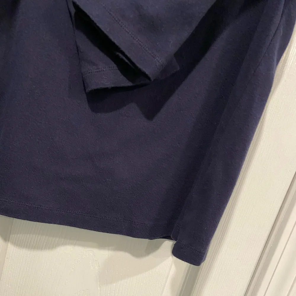 Laura Scott Size LP Navy Blue 3/4 Sleeve V Neck Top Satib Embroidered Trim - Image 6