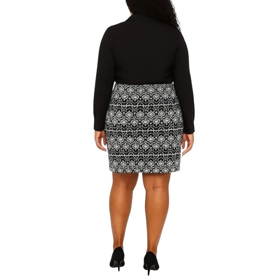 Liz Claiborne Women's Skirt Black White Classic Straight Pencil Plus Size 18 - Image 2